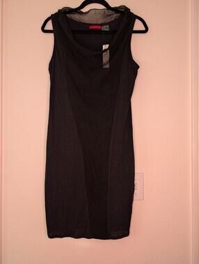 Linq Los Angeles NWT Black Layered Chiffon Dress M Cocktail Evening Chic Minimal